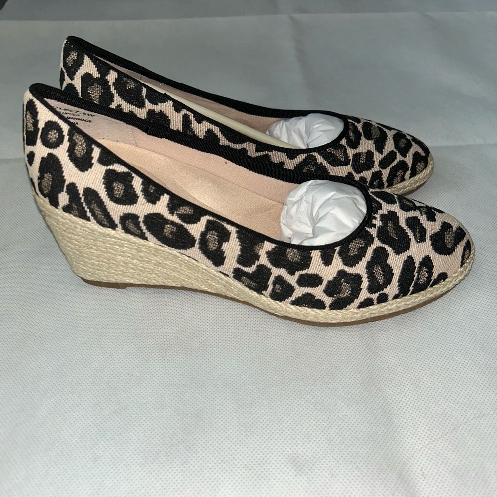 David Tate animal print wedge espadrille new without box